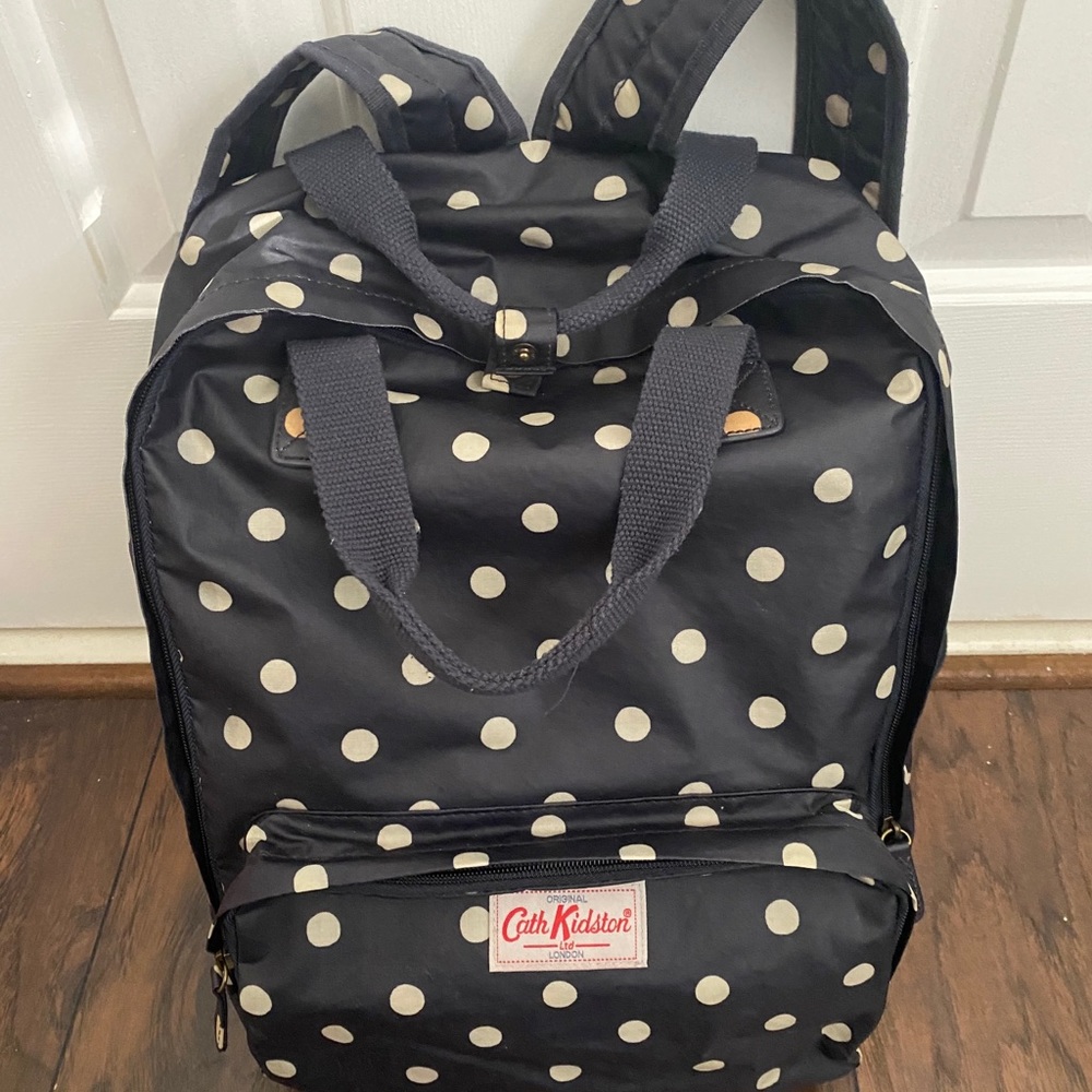 Cath kidston polka dot navy backpack